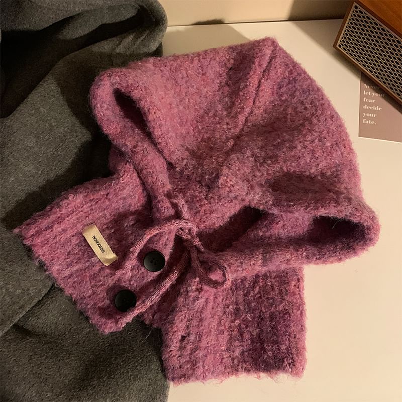 Plain Balaclava Knit Buttoned