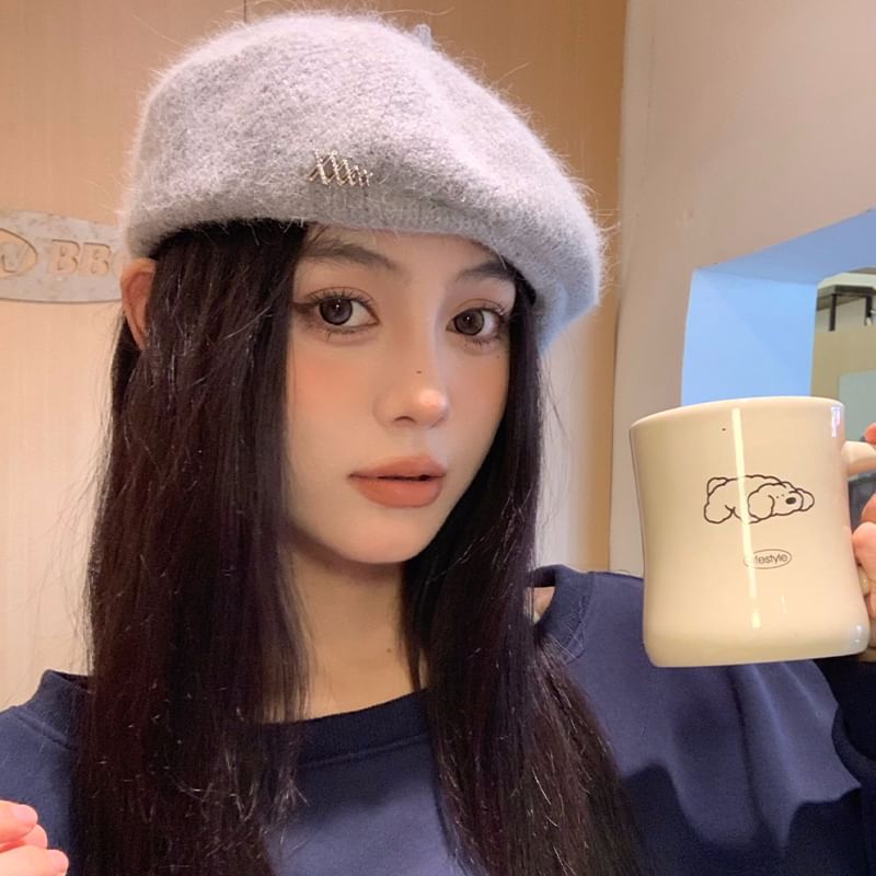 Knit Accent Beret Rhinestone