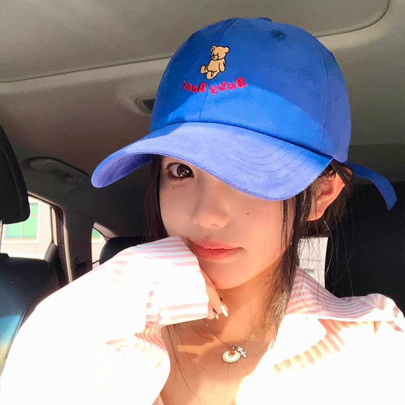 Bear Embroidered Baseball Cap