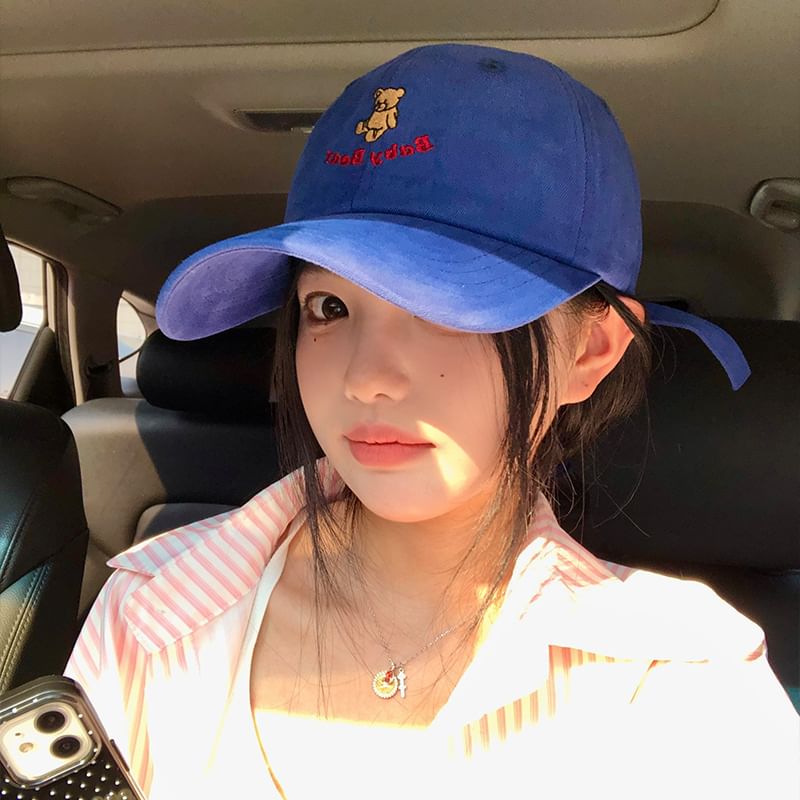 Bear Embroidered Baseball Cap
