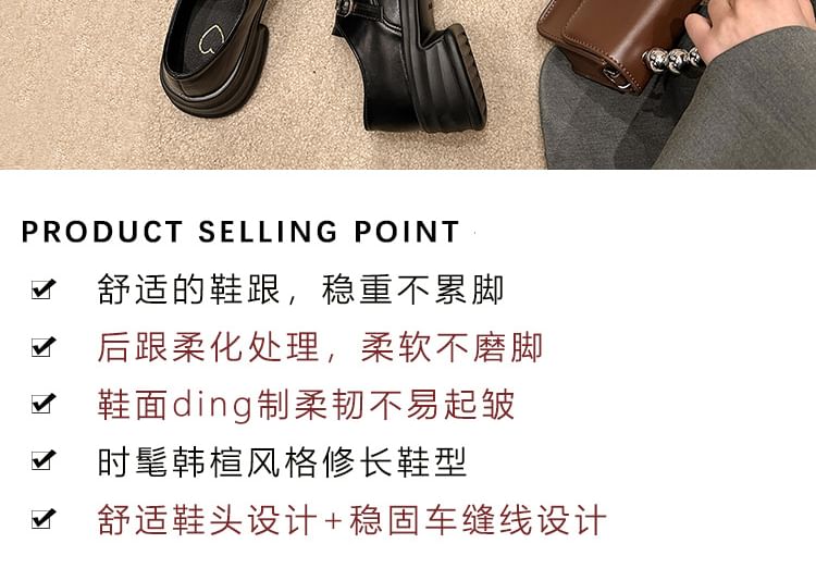 Loafers Leather Buckled Platform Faux