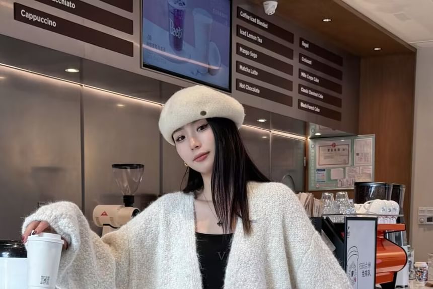 Plain V-Neck Cardigan