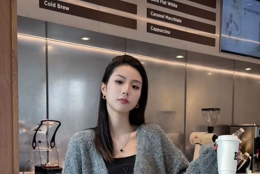 Plain V-Neck Cardigan