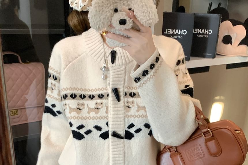 Crewneck Jacquard Cardigan and Mini Skirt Set