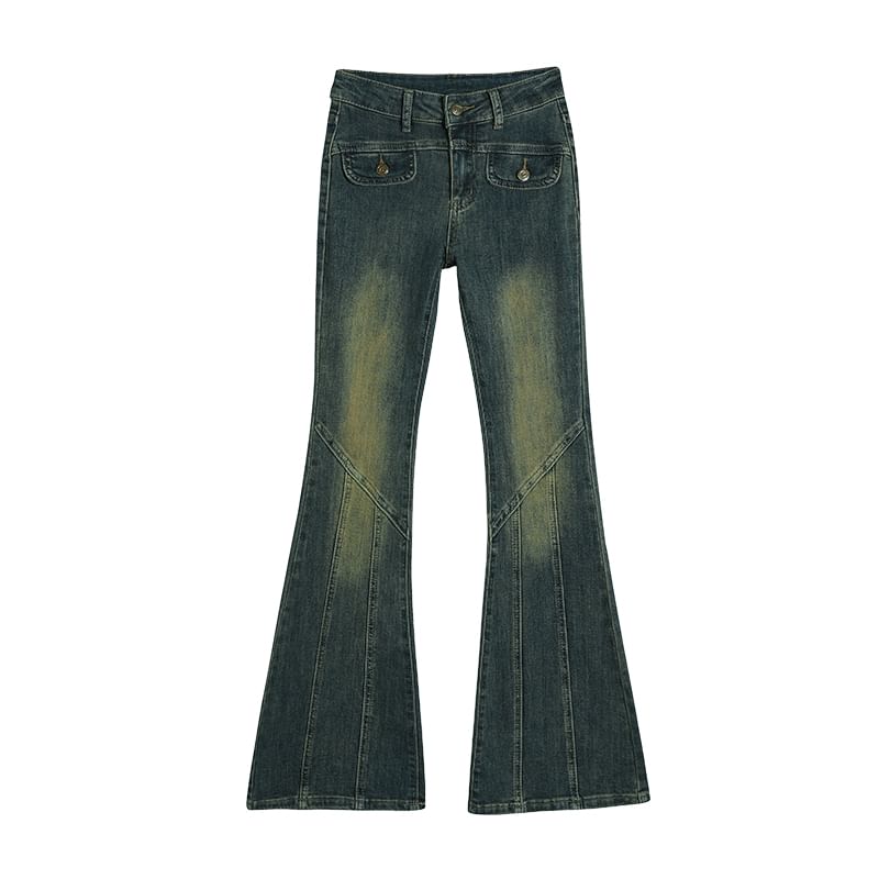 Flared Washed High Jeans (Various Designs) Rise