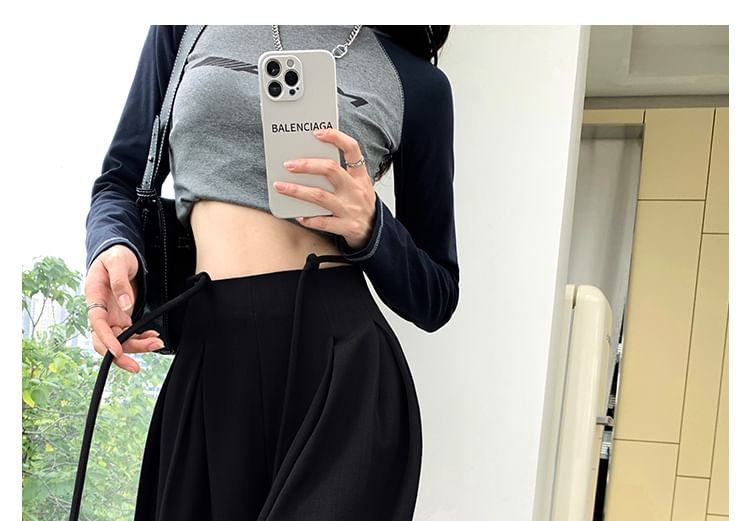 (Various Pants Plain Designs) Rise Leg High Wide