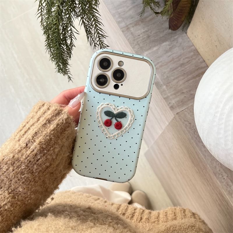 Cherry Embroidered Case Phone