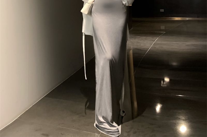 Spaghetti Strap Midi Bodycon Dress & Cardigan Set