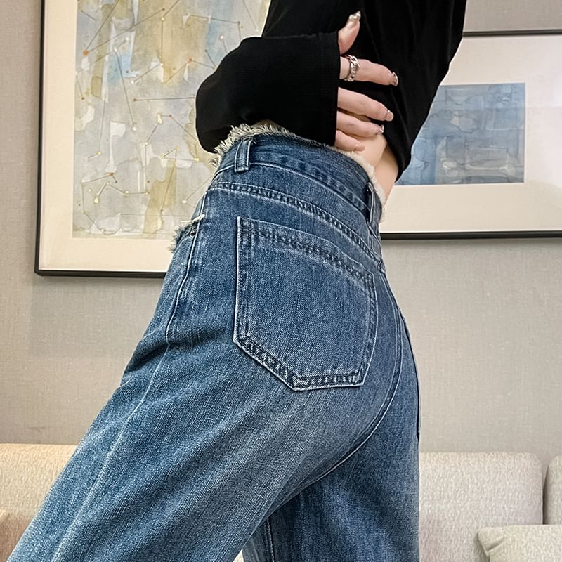 Loose High Fit (Various Jeans Waist Designs) Washed Frayed