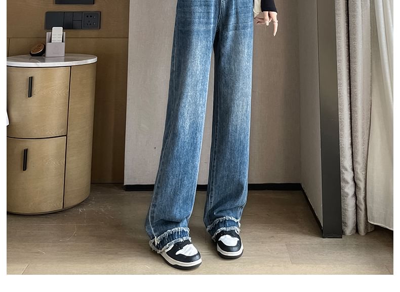 Loose High Fit (Various Jeans Waist Designs) Washed Frayed