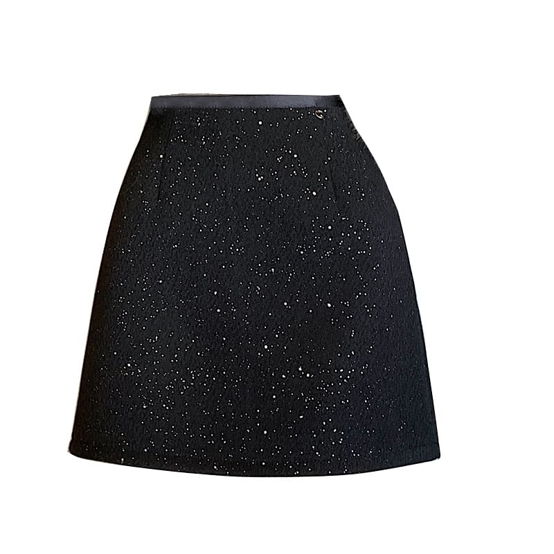 Skirt High A-Line Mini Sequin Rise