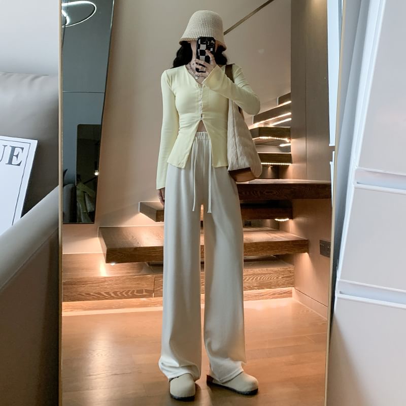 Designs) Leg Wide Pants High Plain Rise (Various