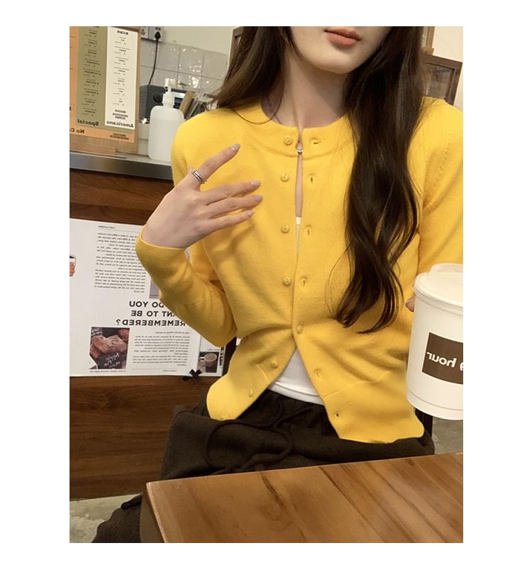 Plain Round Neck Cardigan