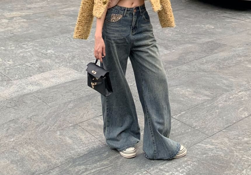 U-Neck Tweed Button-Up Jacket