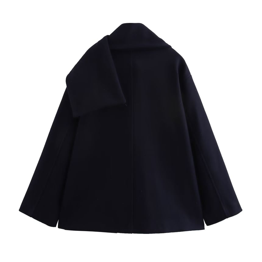 Collared Plain Wool Blend Jacket