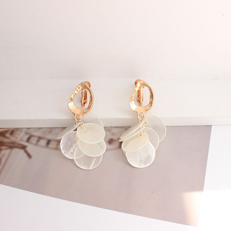 Shell Clip / Drop Earring Disc On