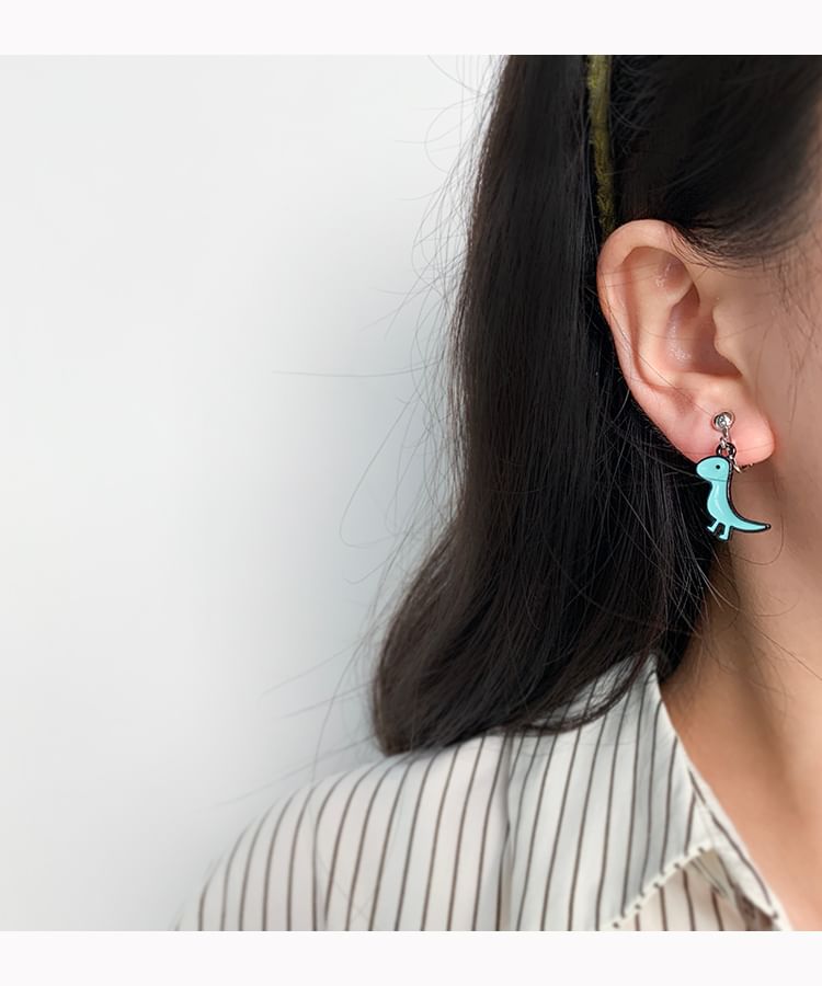 Clip Earring Cartoon Asymmetrical On Dinosaur Drop