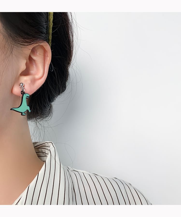 Clip Earring Cartoon Asymmetrical On Dinosaur Drop