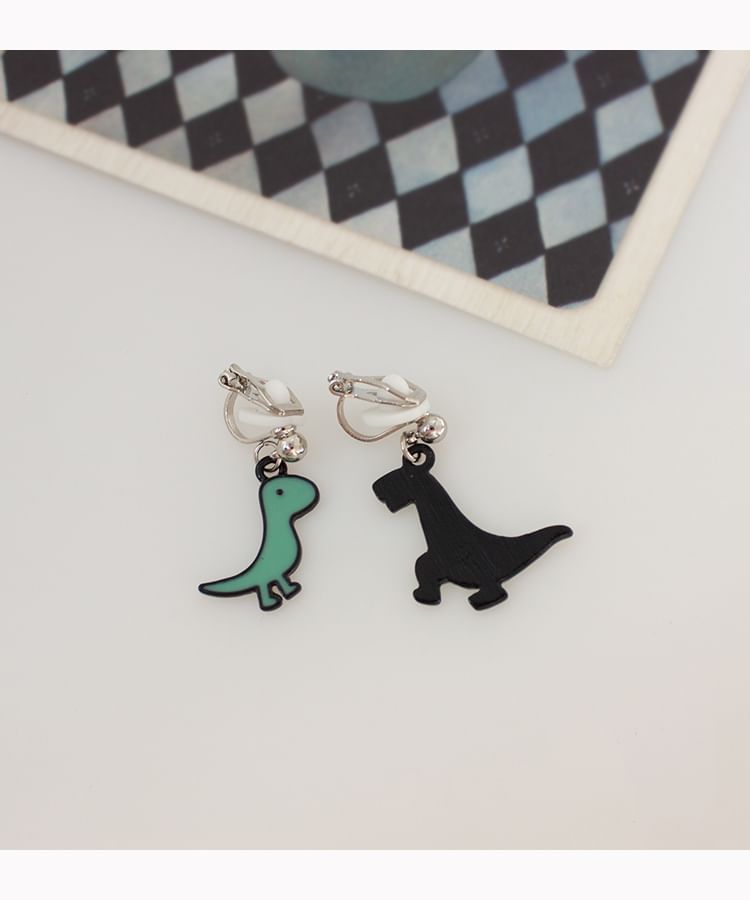 Clip Earring Cartoon Asymmetrical On Dinosaur Drop