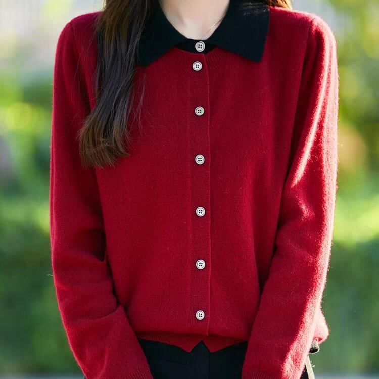 Mock Two-Piece Collared Cardigan