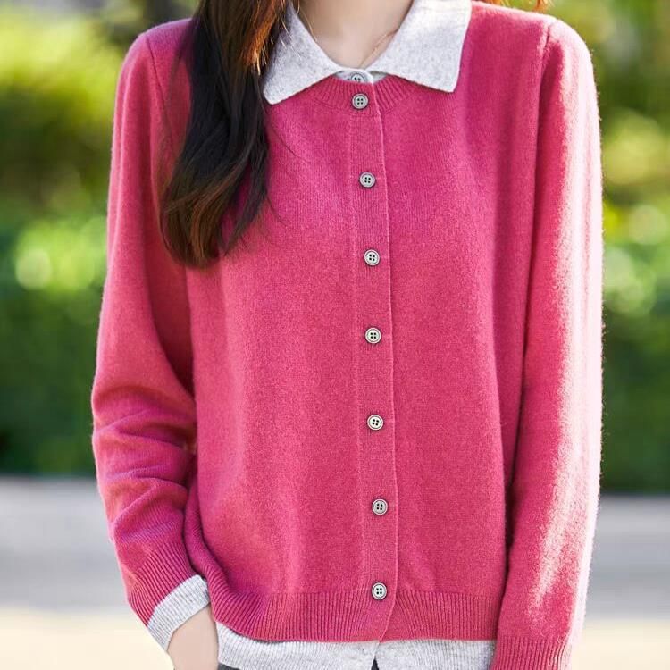 Mock Two-Piece Collared Cardigan
