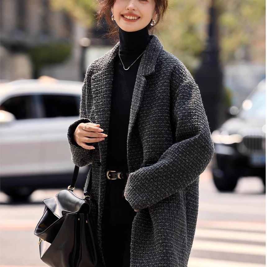 Collared Tweed Button Coat