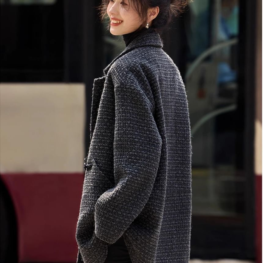 Collared Tweed Button Coat
