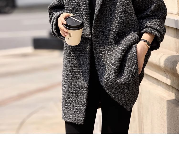Collared Tweed Button Coat