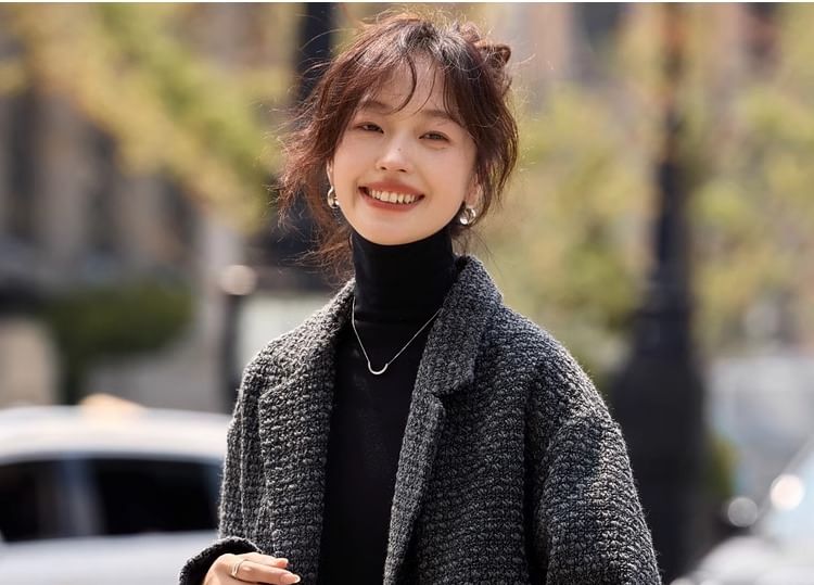 Collared Tweed Button Coat