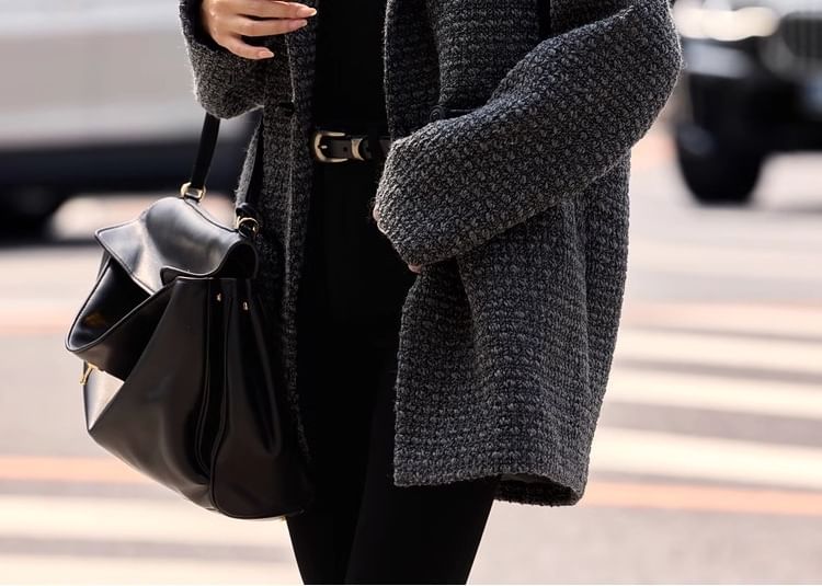 Collared Tweed Button Coat
