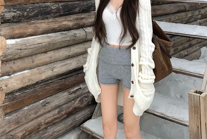 Lace-Trimmed V-Neck Crop Camisole Cardigan