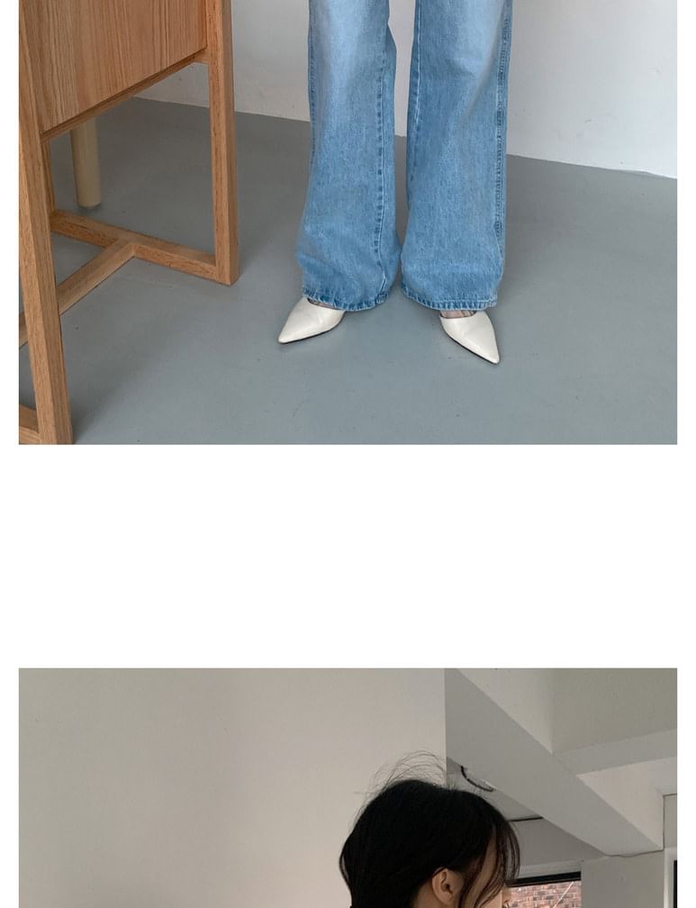 Crew Neck Button-Up Plain Tweed Crop Jacket