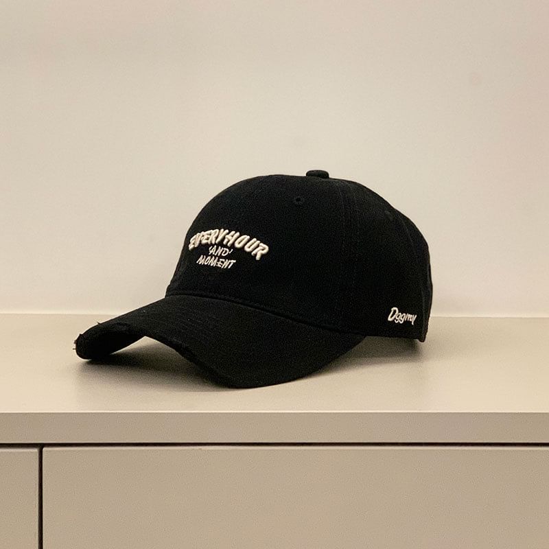Distressed Embroidered Baseball Cap Lettering
