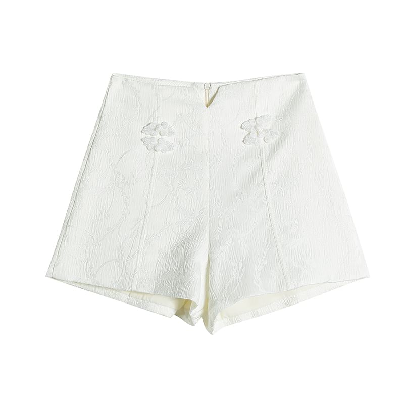 Plain Shorts Frog High Button Waist
