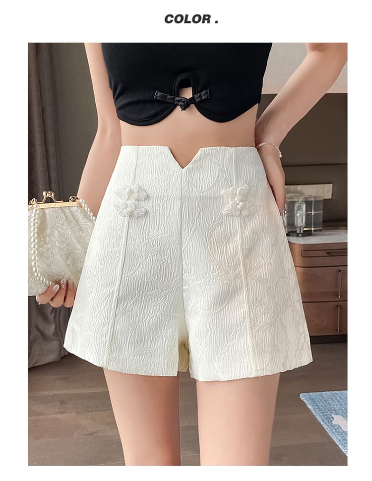 Plain Shorts Frog High Button Waist