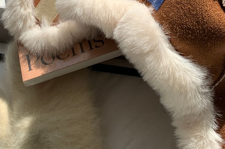 Applique Trapper Trim Fluffy Hat Plain