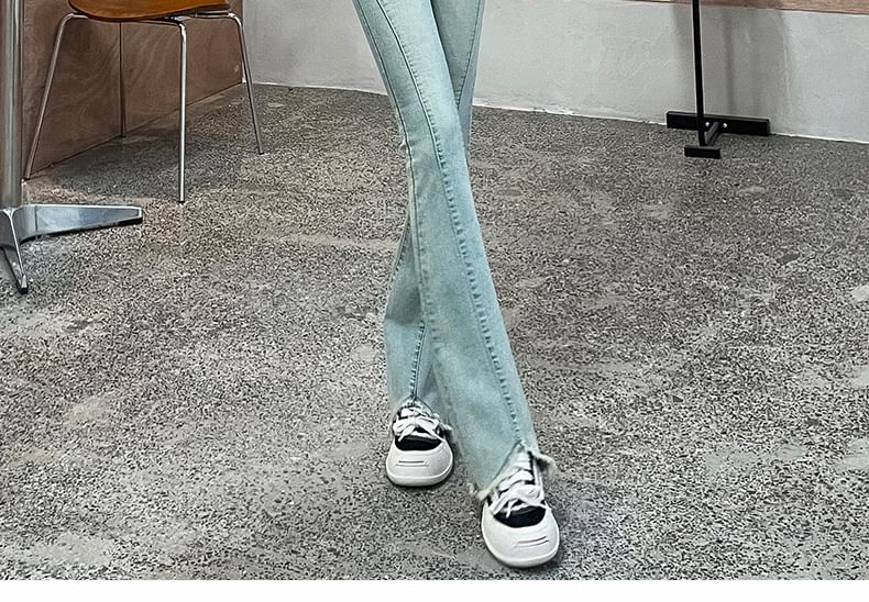 Designs) Bootcut (Various High Waist Jeans Washed Fringed