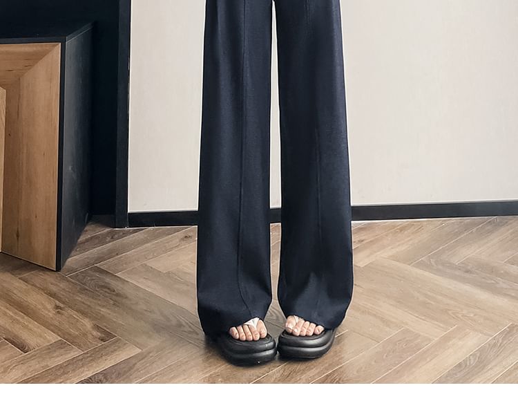 Dress Pants Wide High Leg Waist Plain