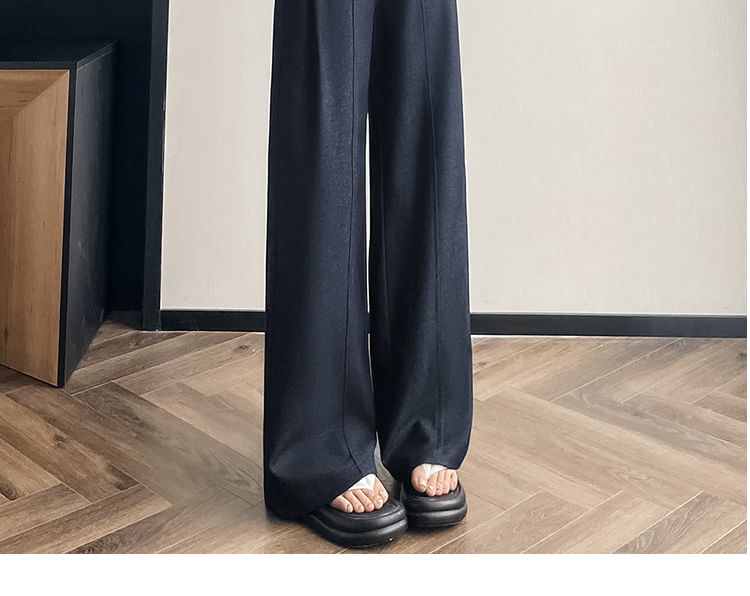 Dress Pants Wide High Leg Waist Plain