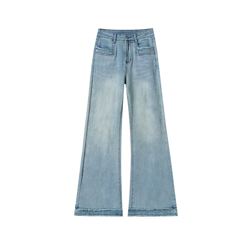 High Bootcut Fringed Washed Waist Jeans Designs) (Various