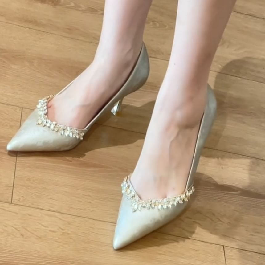 Rhinestone High Heel Pumps