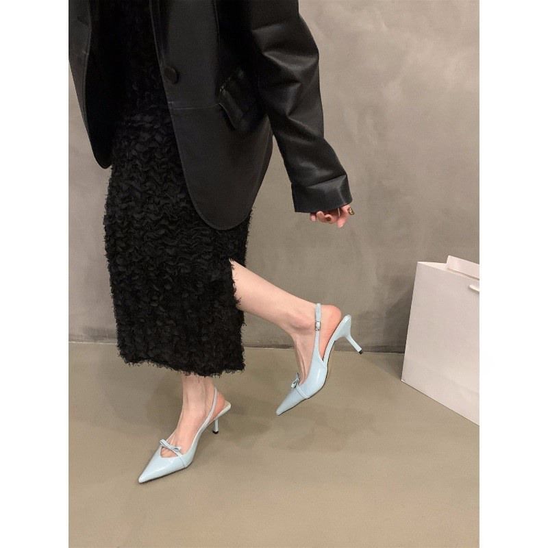 Heel Slingback Bow Sandals Pointy High