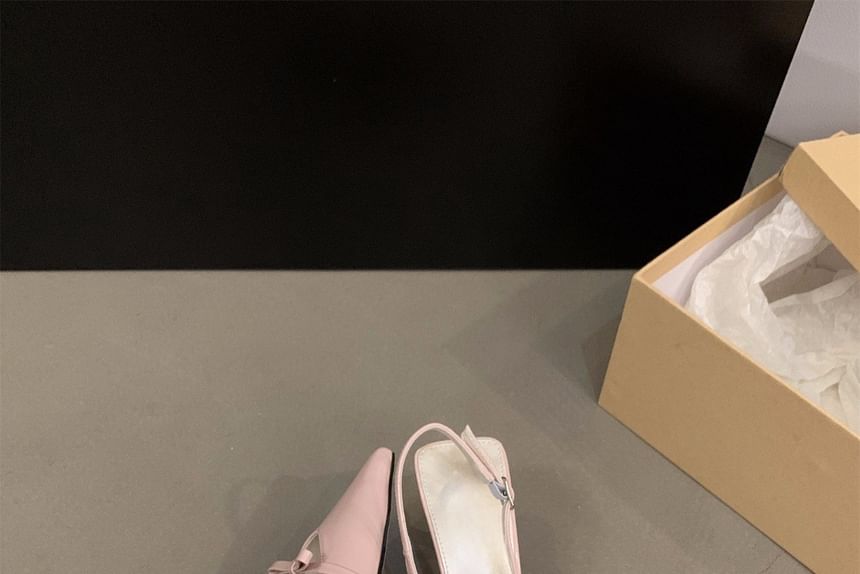 Heel Slingback Bow Sandals Pointy High