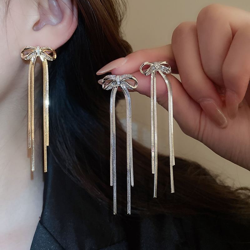 Bow CZ Drop Earring