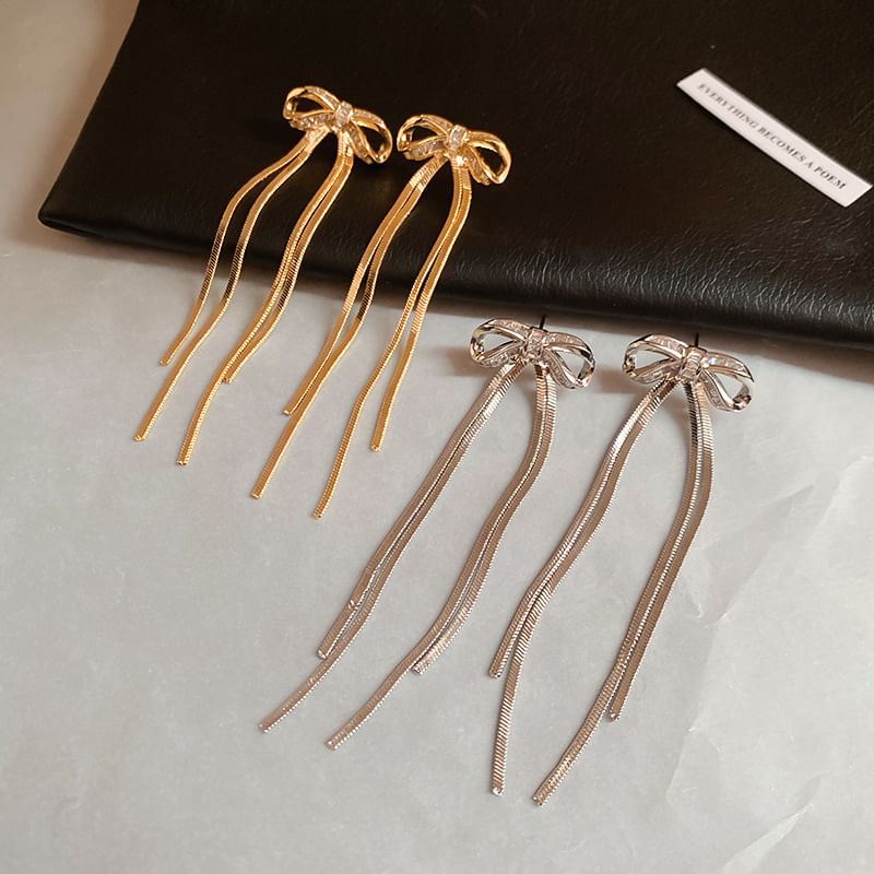 Bow CZ Drop Earring
