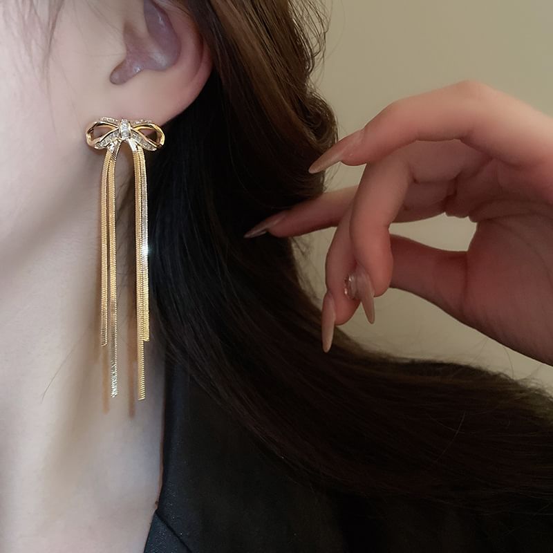 Bow CZ Drop Earring