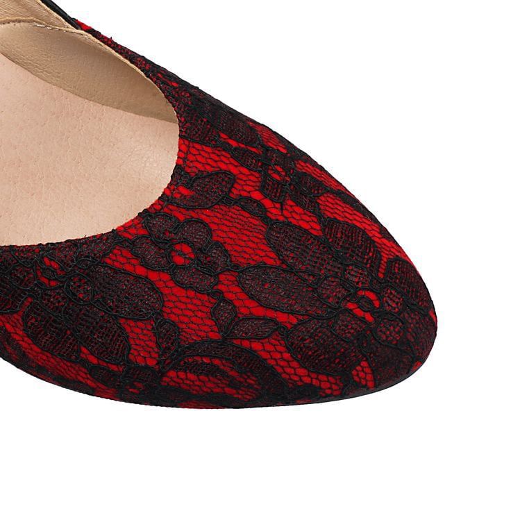 Buckled High Pumps Jane Heel Panel Mary Lace