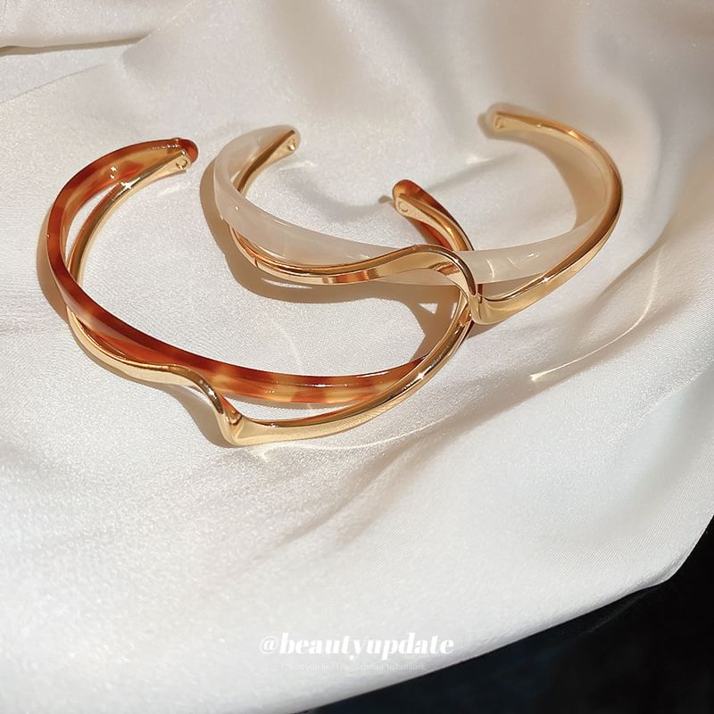 Print Twisted Open Bangle / Leopard