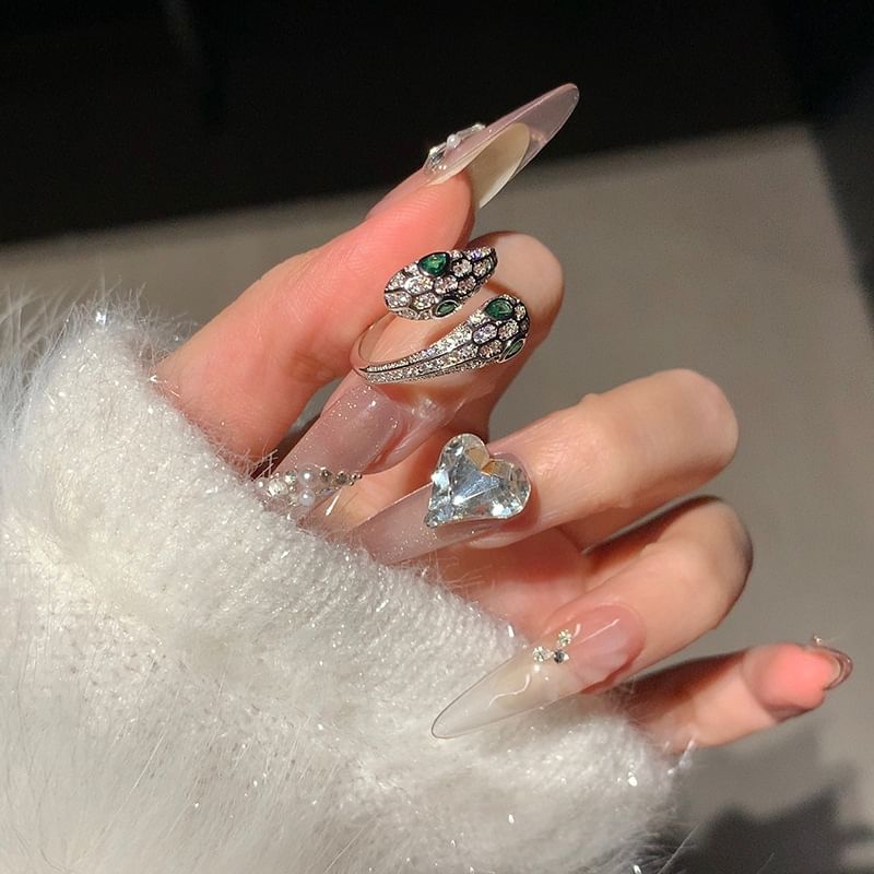 Rhinestone Snake Ring Open