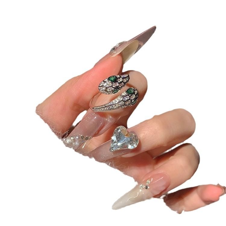 Rhinestone Snake Ring Open